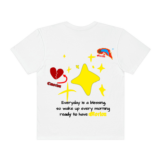 White Yellow Star motion t shirt